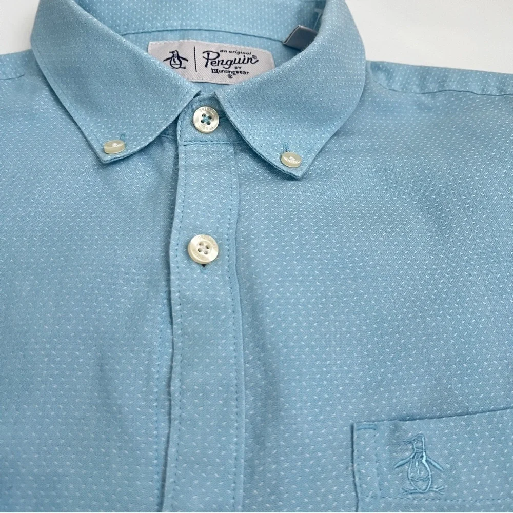NEW Penguin men’s buttons Shirt Sky Blue LARGE